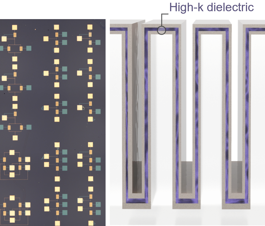 Transistor arrays and a high-aspect-ratio capacitor structure
